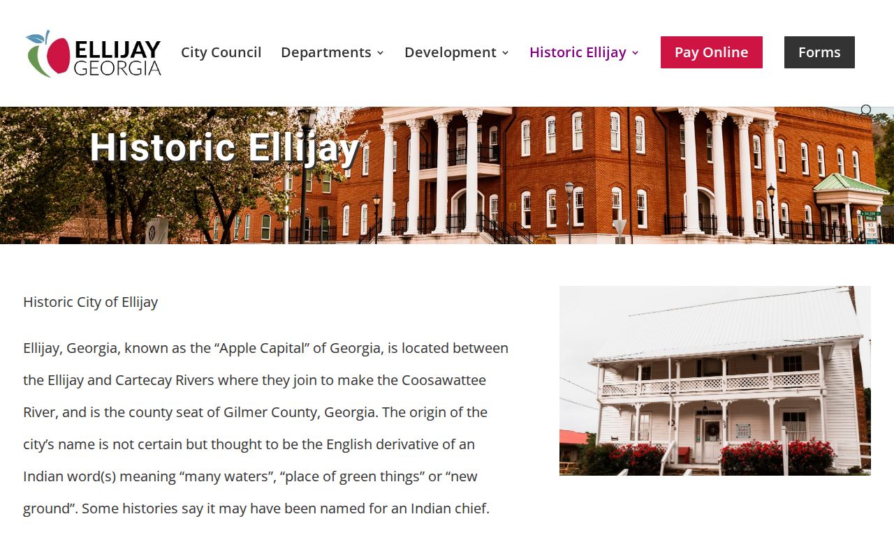 Ellijay court docket courthouse history and city context