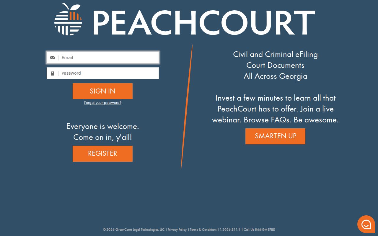 PeachCourt login page for Gilmer County Superior Court access