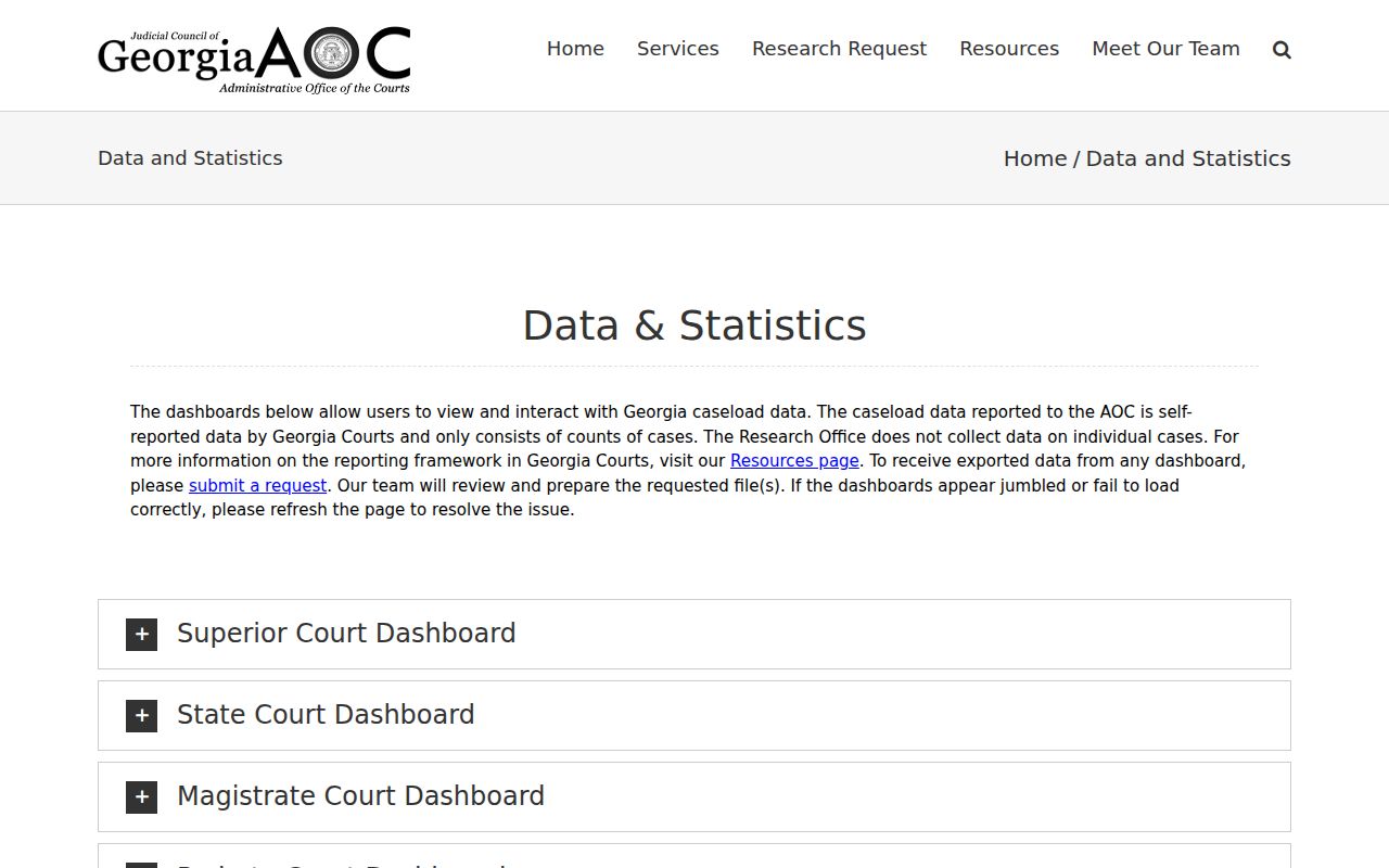 Georgia Courts data and statistics resources for civil docket workload