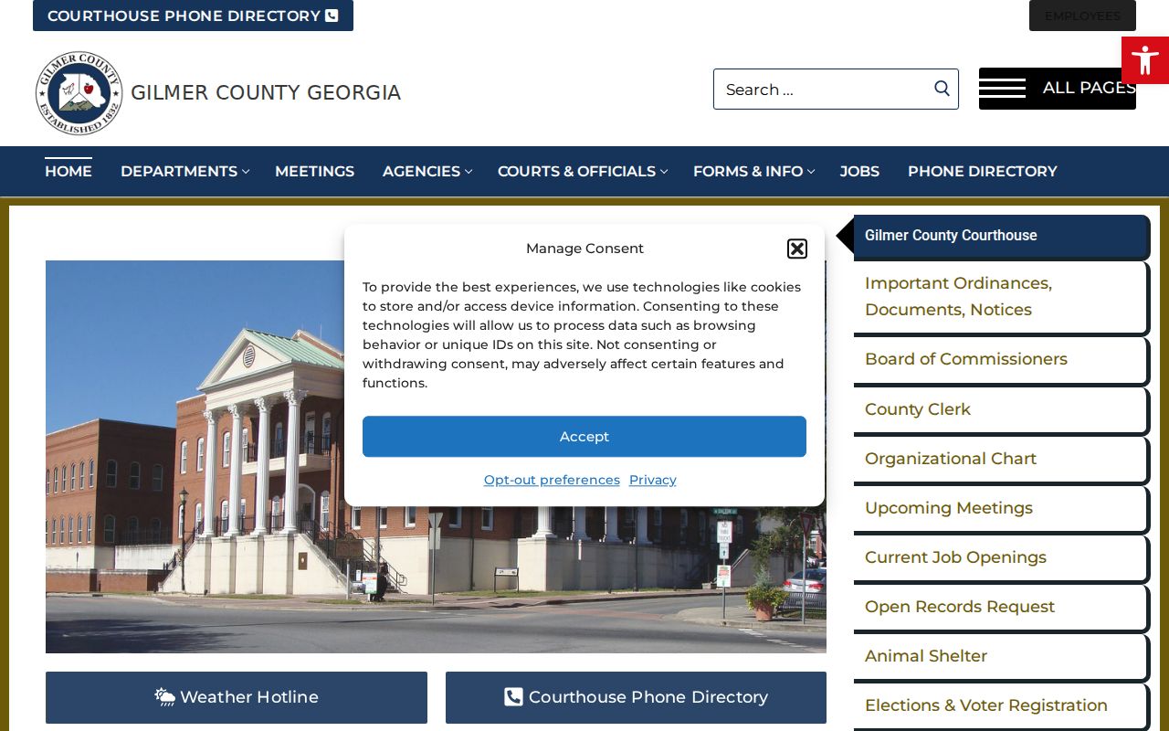 Gilmer County court docket official county access page