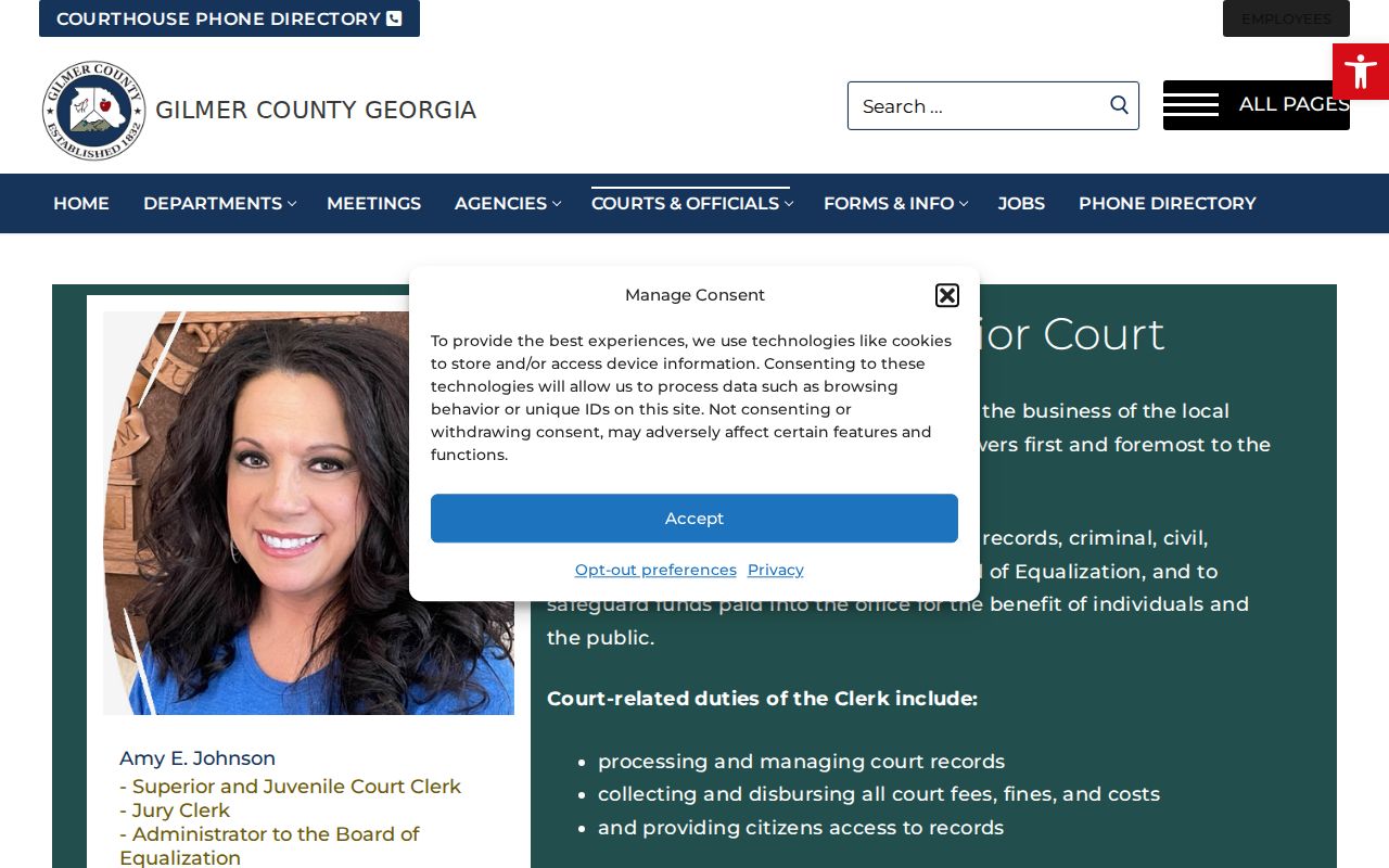 Gilmer County court docket Clerk of Superior Court page